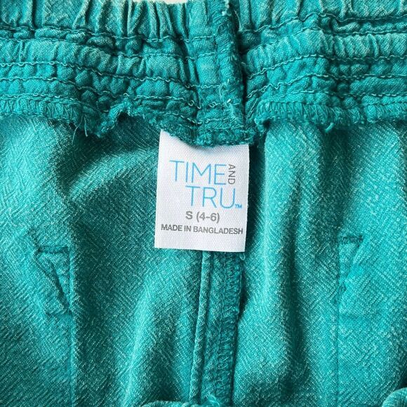 Time And Tru Women's Teal Drawstring Shorts‎ with Elastic Waistband & Pockets S - Picture 3 of 7